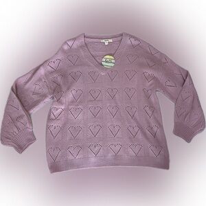 KyeMi Lavender Heart Knit Sweater